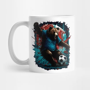 Grizzly Bear Sports Player Soccer Futball Football - Graphiti Art Graphic Trendy Holiday Gift Mug